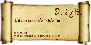 Dahinten Ádám névjegykártya